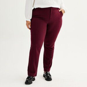 Plus Size Nine West Mid Rise Barely Bootcut Pants, Size: 20W, Plum
